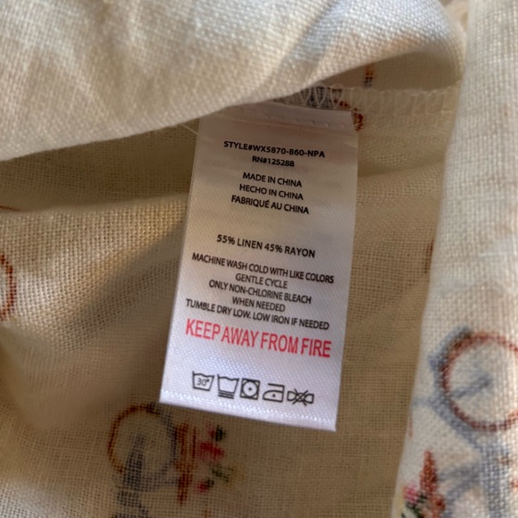 COPY - NWT Rae Dunn linen blend bicycle button down shirt size medium - Picture 9 of 10